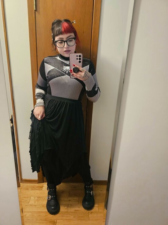 Blackmilk Tops - Blackmilk x Witcher Faux Armor Velvet Long Sleeve Bodysuit